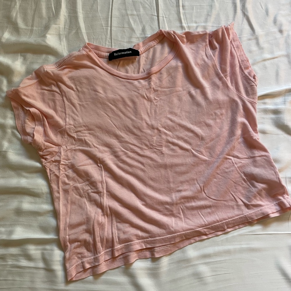 Reformation cropped pink tee